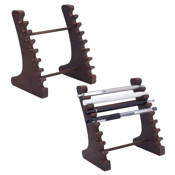 2Set Pine Wood Pen Display Racks Pen Holders Black 13.2x10x14.5cm