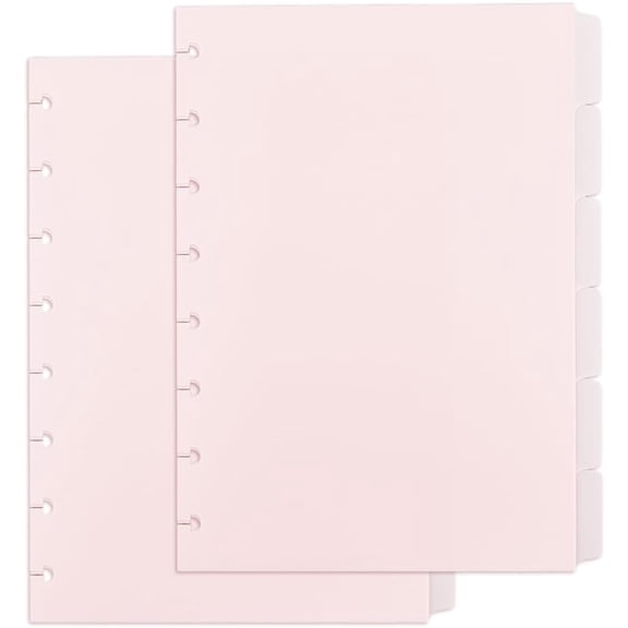 2Set Plastic Index Tab Divider Sheets for Discbound Notebooks Binder Accessories Rectangle Pink 210x157x0.5mm 6pcs/set