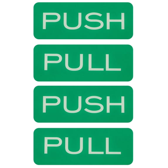 2Set Push Pull Door Stickers, 4.7in Push and Pull Signs Plate Acrylic Vertical Self-Adhesive for Doors Glass Window Business Stores, Rectangle, Green