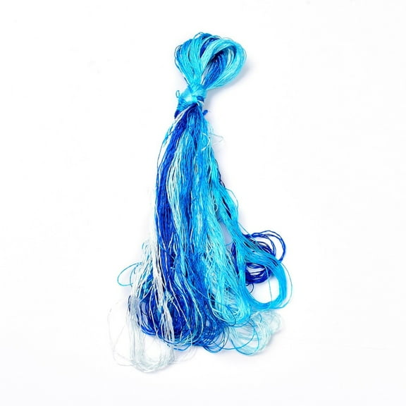 2Set Real Silk Embroidery Threads Friendship Bracelets String 8 Colors Gradient color Dodger Blue 1mm 20m/bundle 8 bundles/set