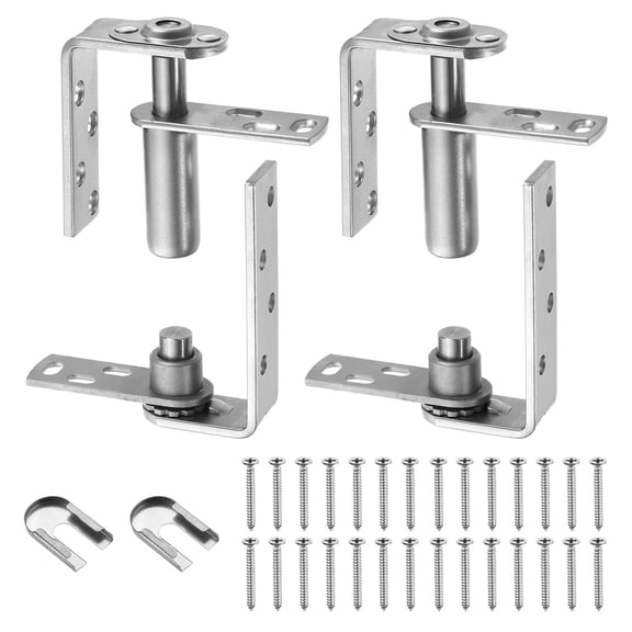 2Set Saloon Door Hinges, Double Swinging Door Hinge 44lbs for 30mm Plate, Silver