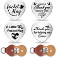 thumbnail image 1 of 2Set Thanks for DIY The Help Love Heart Pocket Hug Token Long Distance Gifts Double Sided Engraved Hug Token Coins Keepsake with PU Leather Keychain for DIY Family Friend Lover Graduation, 1 of 7