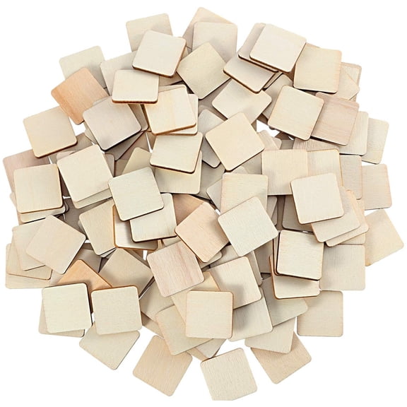 2Set Unfinished Square Blank Wood Pieces Wooden Square Cutouts for DIY Crafts, Coasters, Pyrography, Painting, Photo Props, and Decorations - quantity:100;