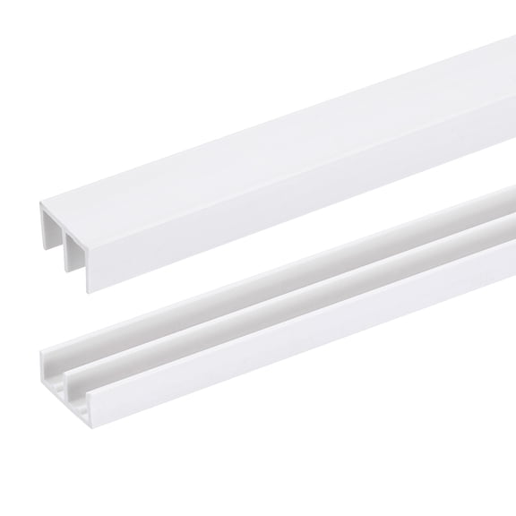 2Set White Plastic Sliding Door Track, Sliding Glass Window Track for 1/4" Thick Panels, for Closet Glass Cabinets Door Track (2Ft Long)