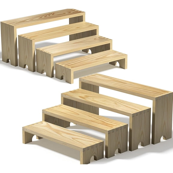 2Set Wooden Tiered Risers Display Stands for Vendor Events,Stackable Wood Cupcake Display Stand,Farmhouse Decor Wood Dessert Table Display Set,Vendor Booth Display Items,Food Display Risers for Party