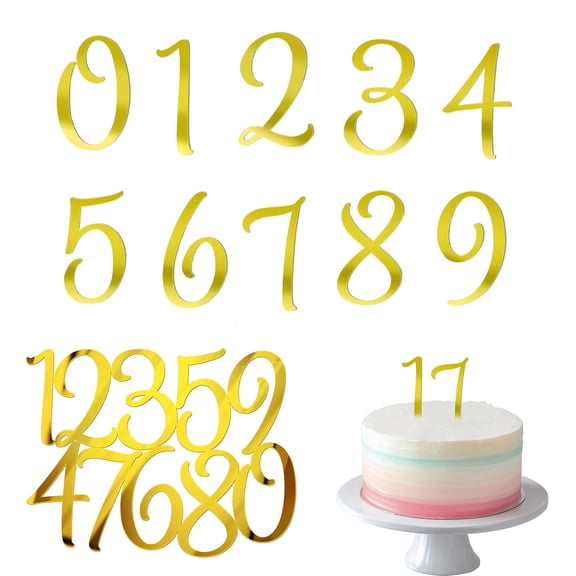 2Sets 0~9 Numbers Happy Birthday Cake Toppers Durable and Reusable Acrylic Number Cake Toppers for Any Ages Decorations Cupcake Topper for Birthday Wedding Baby Shower Party Supplies(Rose Gold)
