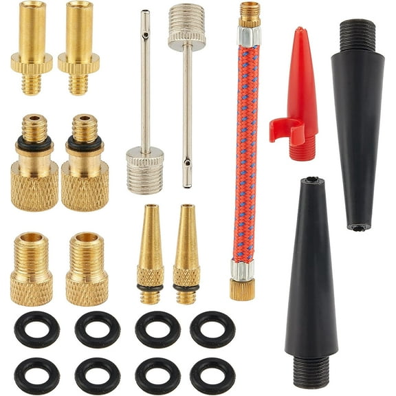 2Sets 38x8mm Brass with Stainless Steel Valve Adapter Bike Tire Valve Adapters Portable Bicycle Tire Inflation Devices and Accessories Kit for Standard Pump or Air Compressor