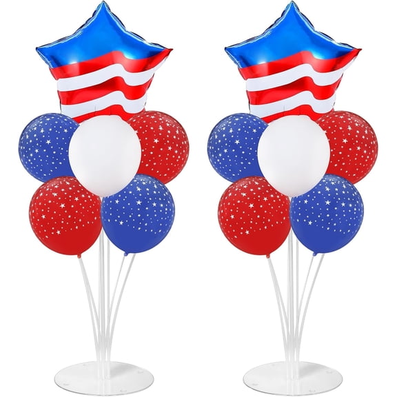 2Sets American Flag Balloon Stand Patriotic Party Decor