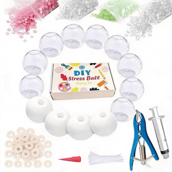 2Sets DIY Stress Ball Making Kit - Milky Blank PVC Skins Empty Stress Ball DIY Kit,Blank Pressure Balls Skin DIYKit,Vacuum Squeezing StressBall Making Kits