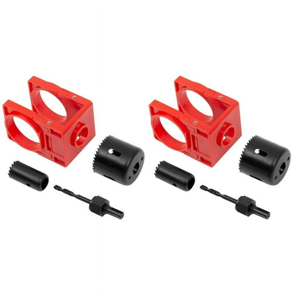 2Sets Door Lock Installation Kit, Door Lock Hole Saw Set for Wooden Doors with Guide Template