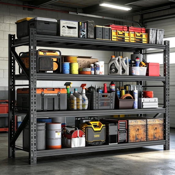 2Sets Garage Storage Shelves,73" H*48" W*22.4" D Heavy Duty 4-Tier Metal Shelving Unit with Adjustable Shelves Industrial Garage Shelving for Garage Organization & Warehouse Storage