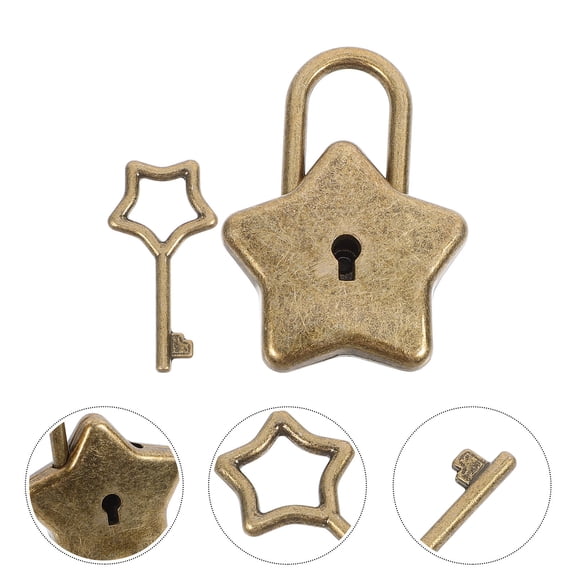 2Sets Golden Star Shaped Metal Padlock with Key for DIY Crafts Notebook Luggage Security Locks