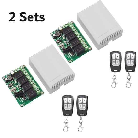 2Sets New DC 4-Channel Wireless RF Remote Control Relay Switch With 2 Receiver