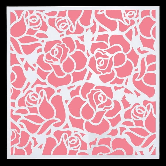 2Sheet 6x6 2Pcs Large Rose Stencils Floral Design Stencil Roses Flower Reusable Plastic Templates Drawing for Wall Painting Drawing Stencil Set Wood Tools Cloth Home Decor