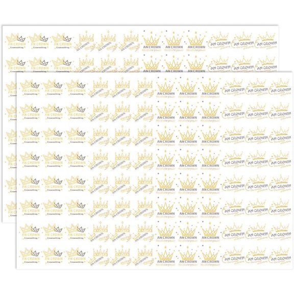 2Sheets 192Pcs Crown Transfer Stickers PET Film Gold Crown Water Transfer Paper Underglaze Transfer Decals for Ceramic Clay Glass Bottle Decorative Crafts