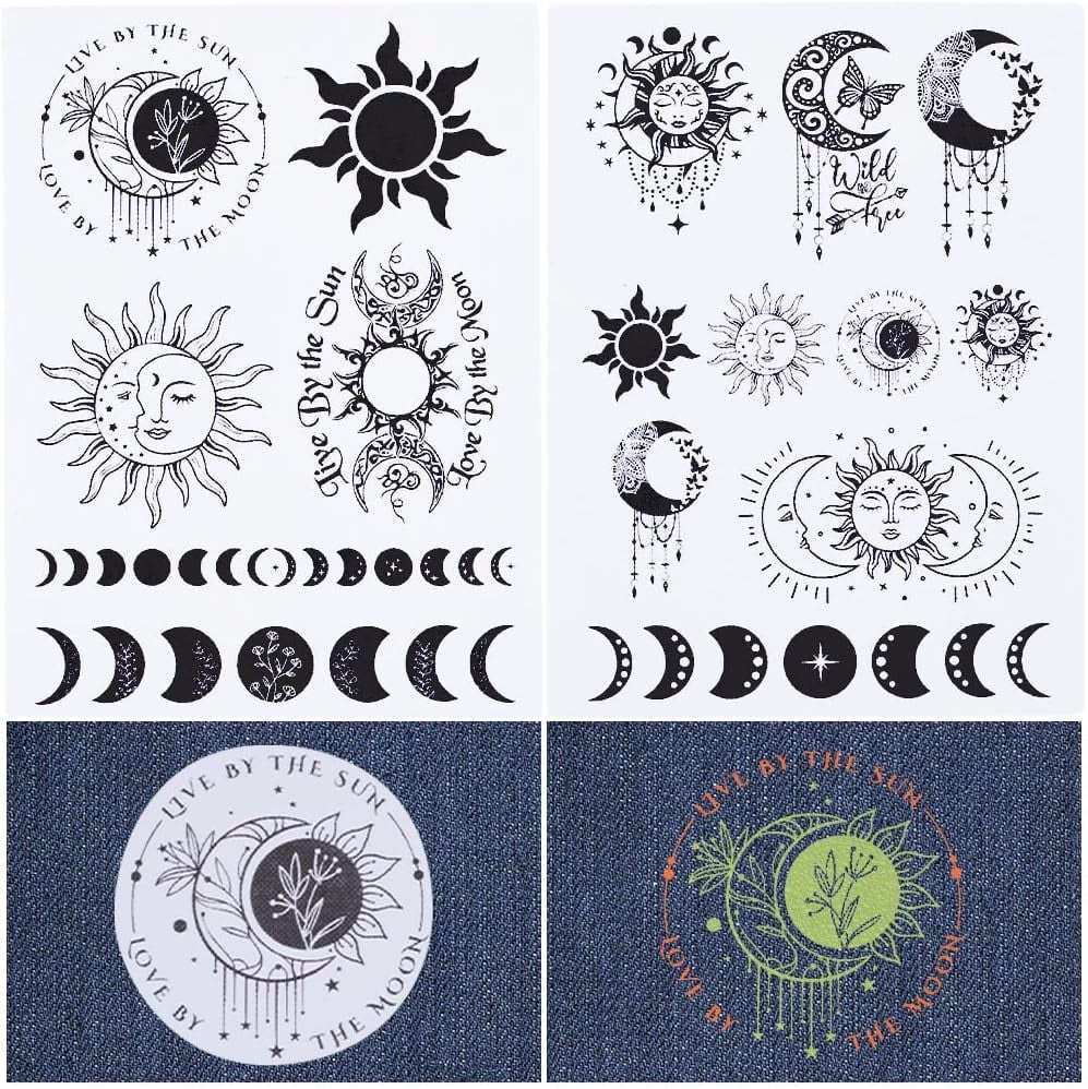 2Sheets Tarot Sun Moon Phase Water Soluble Embroidery Patterns