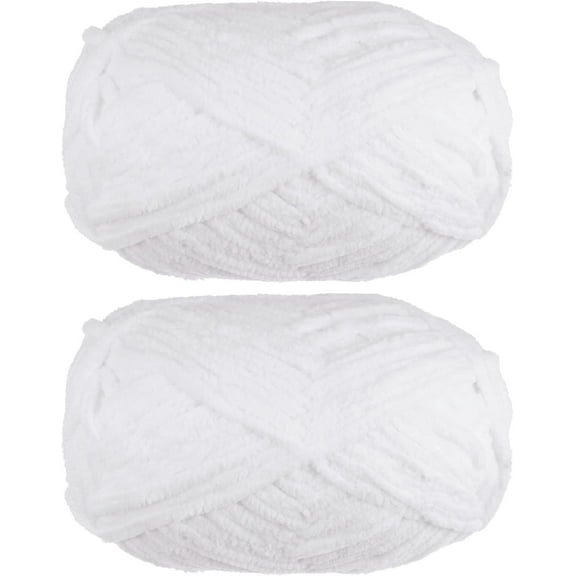 2Skeins Chenille Yarn Blanket Yarn 2x100g/7.1oz #6 Super Bulky Polyester Soft Knitting for Crochet Weaving Bag Scarf Hat
