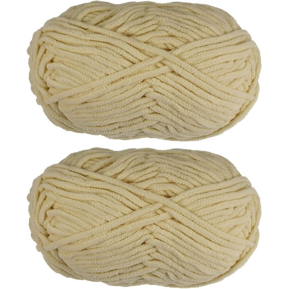 2Skeins Chenille Yarn Blanket Yarn 2x100g/7.1oz #6 Super Bulky Polyester Soft Knitting for Crochet Weaving Bag Scarf Hat
