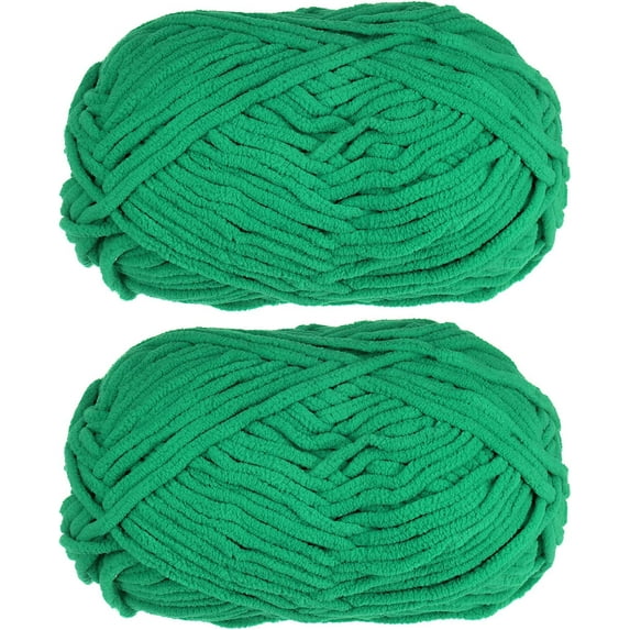 2Skeins Chenille Yarn Blanket Yarn 2x100g/7.1oz #6 Super Bulky Polyester Soft Knitting for Crochet Weaving Bag Scarf Hat