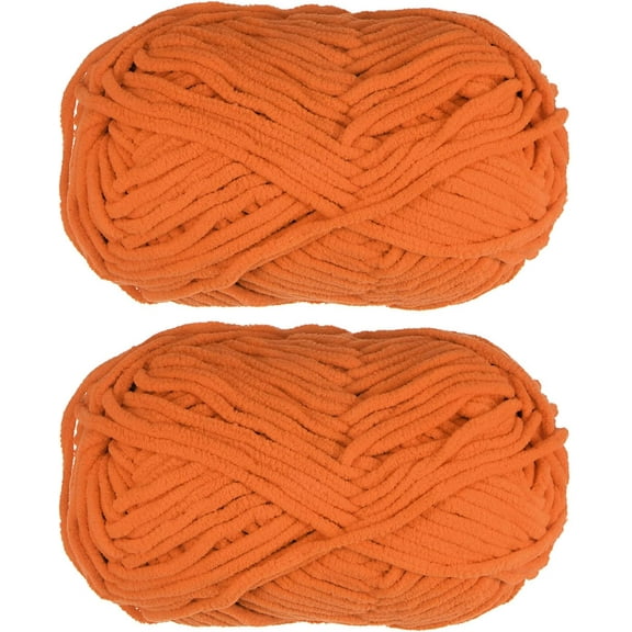 2Skeins Chenille Yarn Blanket Yarn 2x100g/7.1oz #6 Super Bulky Polyester Soft Knitting for Crochet Weaving Bag Scarf Hat