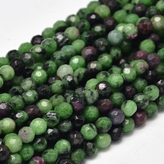 2Strand Faceted Round Natural Ruby in Zoisite Bead Strands 4mm Hole: 1mm about 98pcs/strand 15.5 inch