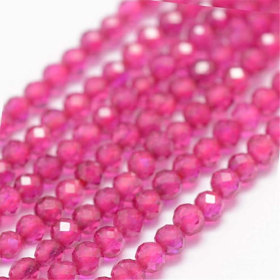 2Strand Glass Imitatoin Red Corundum Beads Strands Faceted Round 2mm Hole: 0.5mm 178pcs/strand 15.3 inch(39cm)