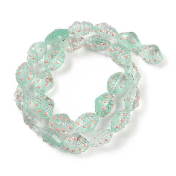 2Strand Handmade Lampwork Beads Strands Shell Shapes Aqua 16~16.5x12~13x9~10mm Hole: 1.2mm 25pcs/strand 16.14''(41cm)