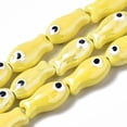 thumbnail image 1 of 2Strand Handmade Porcelain Ceramic Beads Strands Bright Glazed Porcelain Fish Yellow 19x10x8mm Hole: 1.5mm 17pcs/strand 12.40 inch(31.5cm), 1 of 3