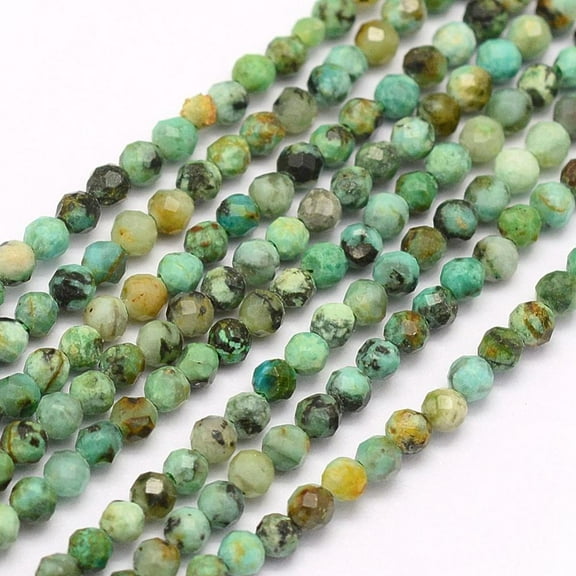 2Strand Natural African Turquoise(Jasper) Beads Strands Faceted Round 3mm Hole: 0.5mm about 119pcs/strand 15.7 inch(40cm)