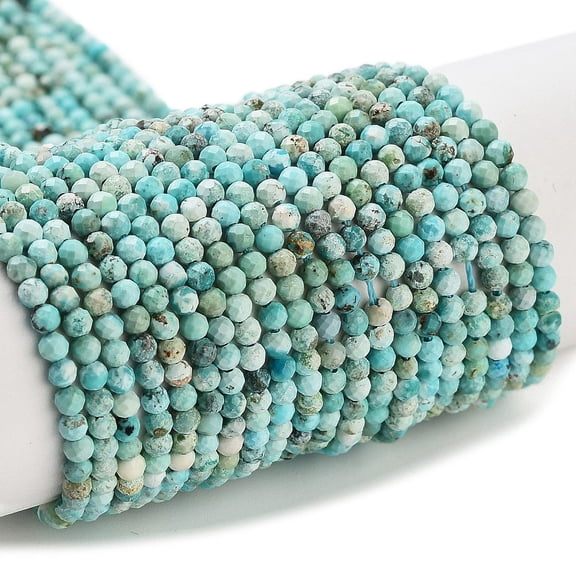 2Strand Natural HuBei Turquoise Beads Strands Faceted Round 2mm Hole: 0.5mm about 169pcs/strand 15.7 inch(40cm)