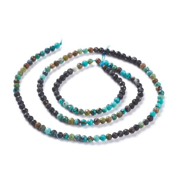 2Strand Natural HuBei Turquoise Beads Strands Gradient Color Round Faceted 3mm Hole: 0.7mm about 147pcs/strand 15.35inch(39cm)