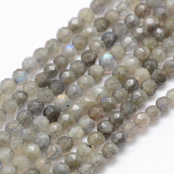 2Strand Natural Labradorite Beads Strands Grade A+ Faceted Round 4mm Hole: 1mm 92pcs/strand 15.1 inch(38.5cm)