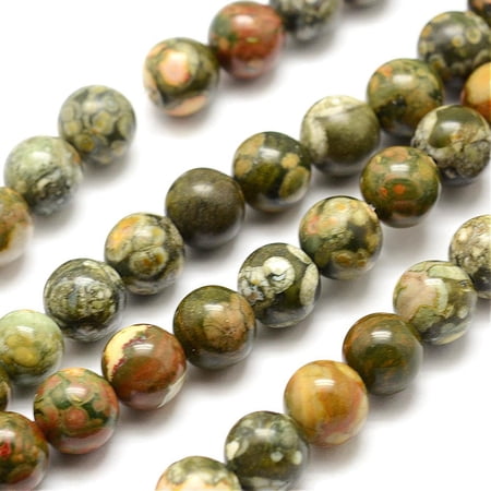 2Strand Natural Rhyolite Jasper Bead Strands Round 4mm Hole: 0.8mm 94pcs/strand 15.7 inch(40cm)