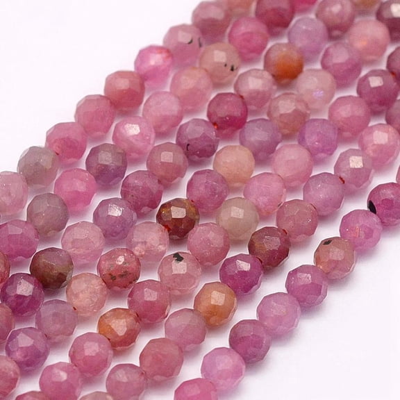 2Strand Natural Ruby Beads Strands Faceted Round 2mm Hole: 0.5mm about 210~220pcs/strand 15.7 inch(40cm)