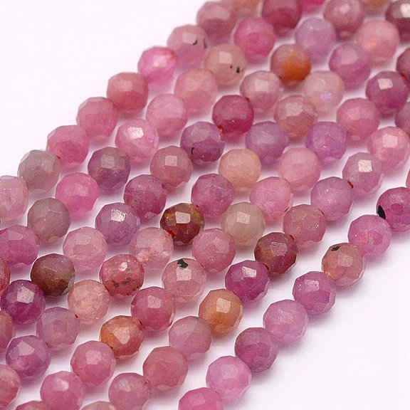 2Strand Natural Ruby Beads Strands Faceted Round 3mm Hole: 0.5mm about 132pcs/strand 15.7 inch(40cm)