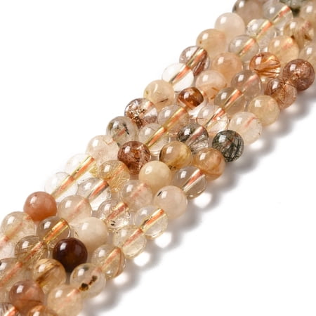 2Strand Natural Rutilated Quartz Beads Strands Round 6mm Hole: 0.8mm 67pcs/strand 15.24''(38.7cm)