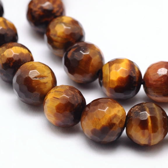 2Strand Natural Tiger Eye Beads Strands Faceted Round 8mm Hole: 1mm 47pcs/strand 15.5 inch