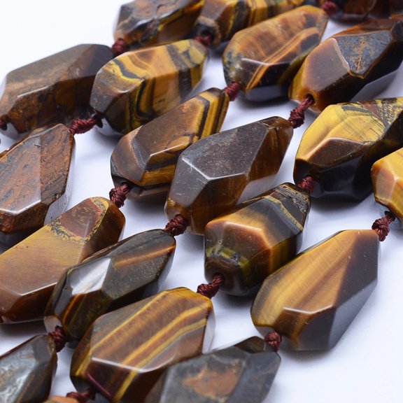 2Strand Natural Tiger Eye Beads Strands Faceted teardrop 26~41x12~20mm Hole: 2mm 10~11pcs/strand 15.7 inch(40cm)