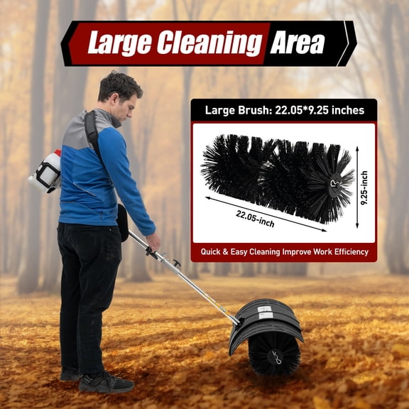 2Stroke 52CC Gas Power Sweeping Broom Lawn Handheld Driveway Grass Sweeper Brush