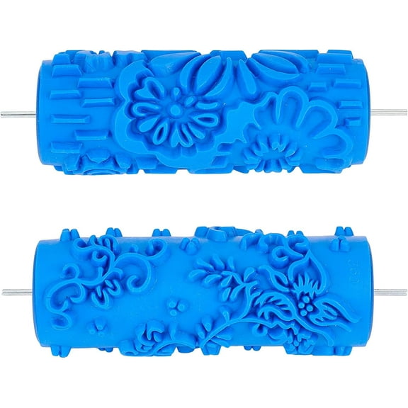 2Styles 7.5"/190mm Patterned Paint Roller Decorative Rubber Roller Textured Rubber Rollers Wall Texture Stencil Brush