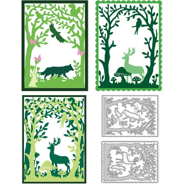 2Styles Animals Forest Cutting Dies Greeting Card Die Cut Carbon Steel