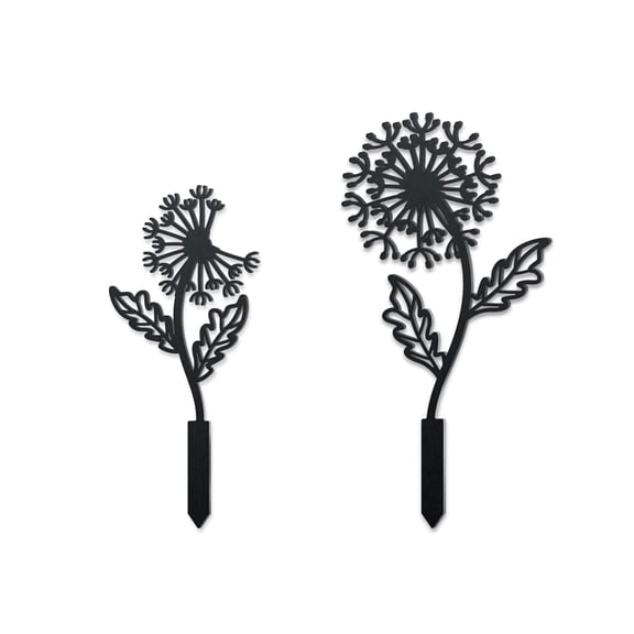 2Styles Dandelion Metal Decorative Garden Stakes Funny Flower Metal Outdoor Statues Dandelion Silhouette Ornament Gifts Funny Flower Outdoor Decor DIY