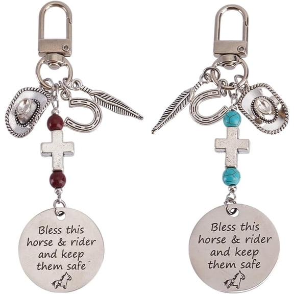 2Styles Horse Saddle And Bridle Charm Clip 2pc Horse Theme Tibetan Style Alloy Pendants Bless This Horse Rider Keep Safe Horse Stuff Horse Gifts for Women Hobby Horse Accessories Keychain Mixed Color