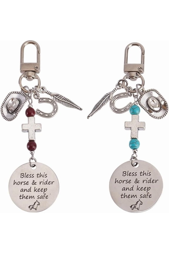 2Styles Horse Saddle And Bridle Charm Clip 2pc Horse Theme Tibetan Style Alloy Pendants Bless This Horse Rider Keep Safe Horse Stuff Horse Gifts for Women Hobby Horse Accessories Keychain colorful
