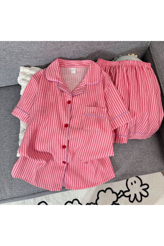 2Summer short-sleeve cloud cotton pajama set for women, comfortable and trendy, shorts can be worn outside, home wear set