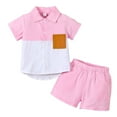 thumbnail image 1 of 2T 3T Toddler Boys Shorts 4T Boy Clothes Toddler Boys Clothing Sets Short Sleeve Cotton Linen Button Down Tee and Shorts Pink, 1 of 8