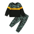 thumbnail image 1 of 2T Baby Boys Clothes 3T Boys 2PCS Fall Winter Outfits Set Letter Print Toddler Boys Long Sleeve Round Neck Top Camo Pants Set Black, 1 of 7