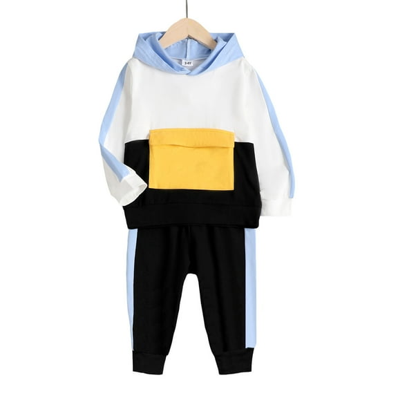 2T Baby Boys Clothes 3T Boys 2PCS Hoodie Outfits Set Toddler Boys Long Sleeve Hoodie Top Pants Set White