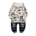 thumbnail image 1 of 2T Baby Boys Clothes Baby Boy 2PCS Outfits 2-3T Boys Letter Print Long Sleeve Hooded Top Jeans Pants Set, 1 of 7