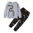 thumbnail image 1 of 2T Baby Boys Clothes Baby Boys 2PCS Outfits 2-3T Boys Long Sleeve Round Neckline Top Pants Set Gray, 1 of 8